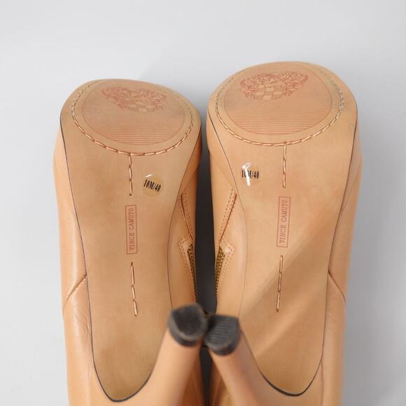 Vince Camuto Elvin Bootie Ankle Boot 10 M Caramel Gold Tone Zip Edgy Pump - Picture 12 of 16